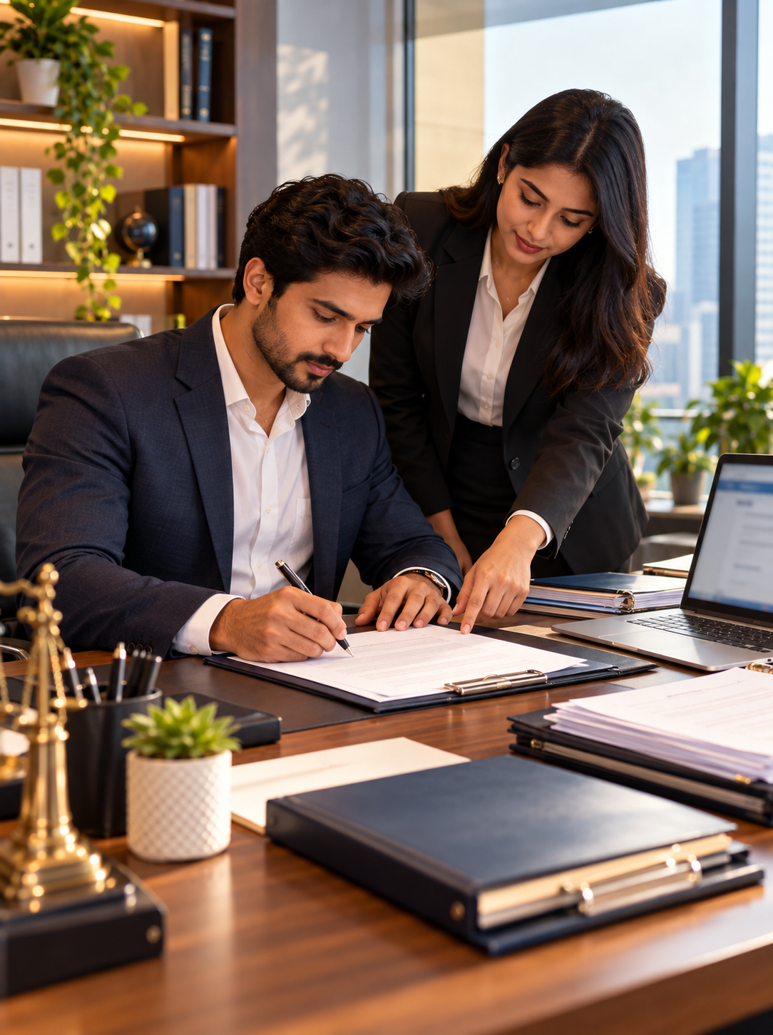 Founders completing business registration paperwork