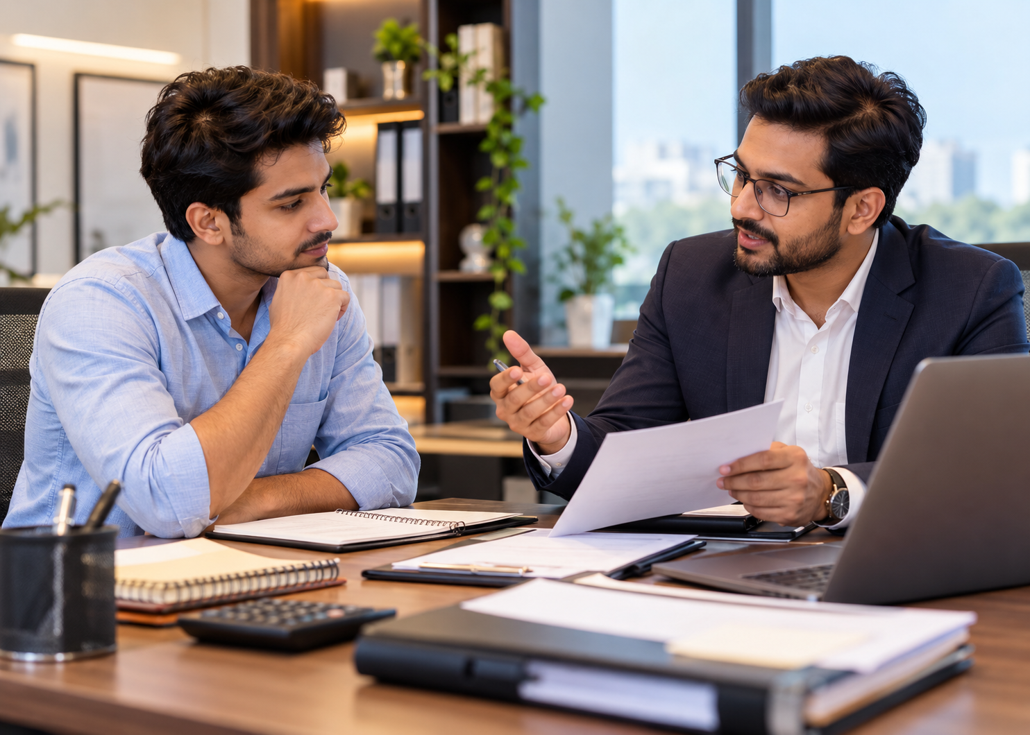 Professional reviewing financial documents
